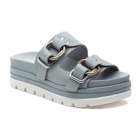 J/SLIDES Shoes - NWT J/SLIDES BAHA Light Grey Leather Sandal